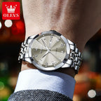 OLEVS 9931 Brand Original Authentic Watches for Man Luxury Gift Box Steel Belt Double Calendar Quartz Female and Male Expression Couple Models