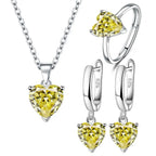 925 Sterling Silver Jewelry Sets For Women Heart Zircon Ring Earrings Necklace Wedding Bridal Elegant Christmas 18k italian real gold jewelry set for women wedding rings bracelet mbzr