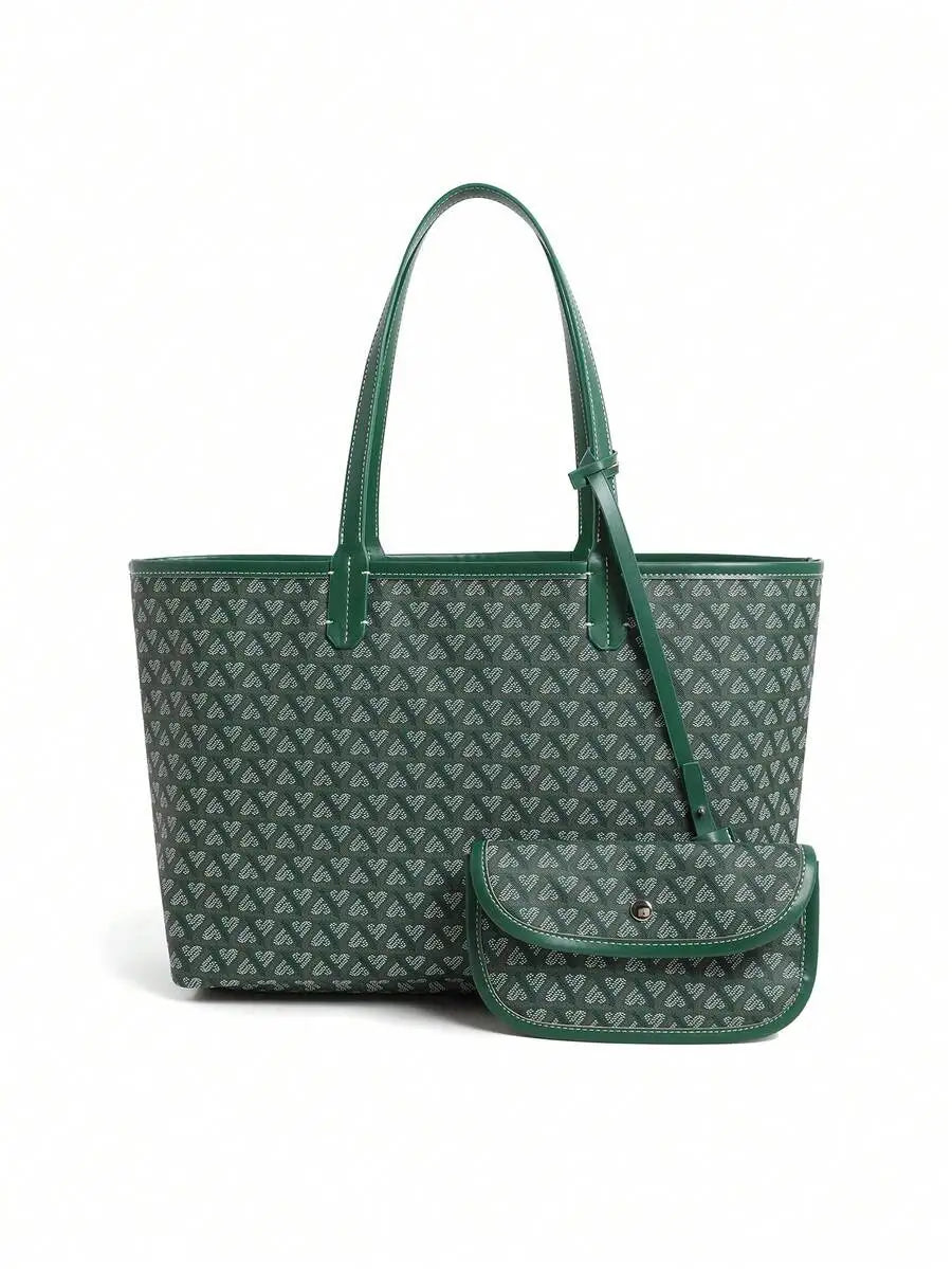 Women Minimalist Tote Bag Set With Wallet, Large Capacity Shoulder Bag, Office Casual Handbag mbzr