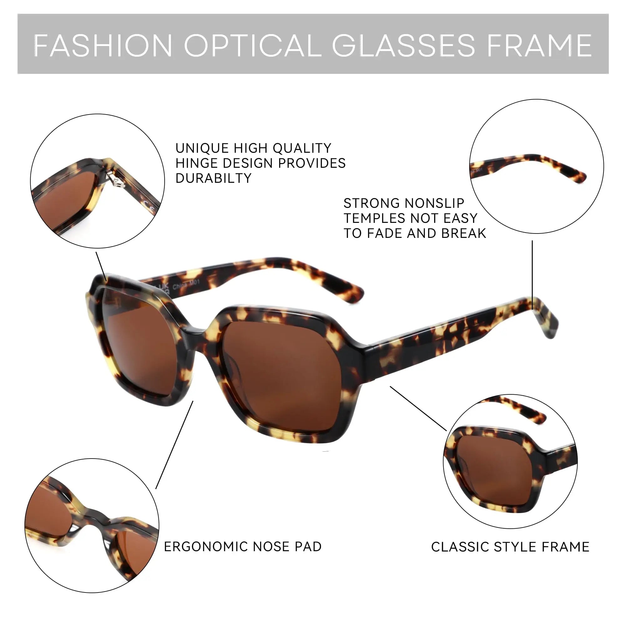 ZENOTTIC  Hexagon Handmade Acetate For Women Prescription Sunglasses Polarized UV400 TAC Lenses Retro Eyewear