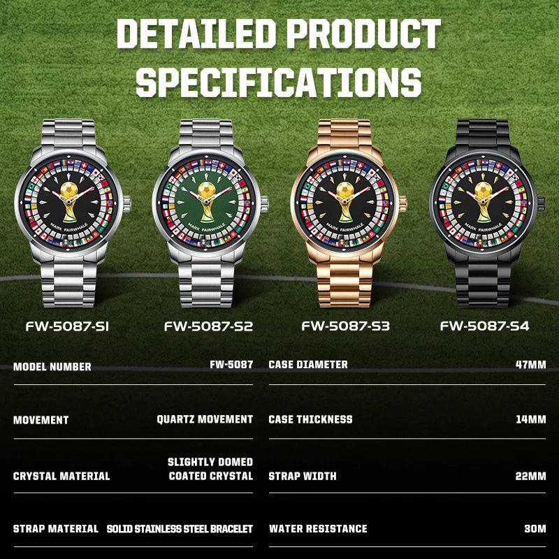 Mark Fairwhale 2026 Fashion Quartz Watches for man Rotatable Flag Dial Waterproof Luminous Wheel Fashion relógios masculino