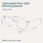 Clear Blue Light Glasses for Computer & Gaming - Anti UV, Scratch-Resistant, Comfort Fit mbzr