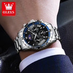 OLEVS Fashion Brand Men's Watch Waterproof and Luminous Calendar Lunar Phase Timing Code Watch Luxury Sports Men's Quartz Watch mbzr