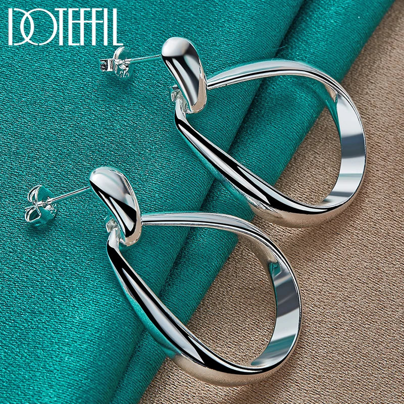 DOTEFFIL 925 Sterling Silver Classic Big Circle Drop Charm Earrings Women Party Gift Fashion Wedding Engagement Jewelry mbzr