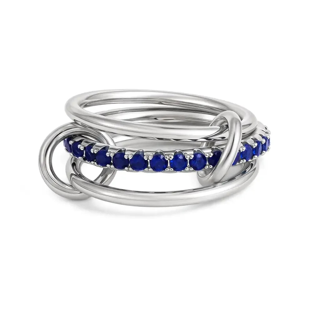 316 Stainless Steel PVD Mixed Metals Multi Layered Finger Rings Shiny CZ Zircon Stackable Ring Set Non Tarnish Dainty Jewelry