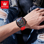 OLEVS 2942 Fashion Quartz Movement Men Watch Moon Phase Dial Night Light Function 30m Waterproof Sport Style Single Calendar Window Watch mbzr