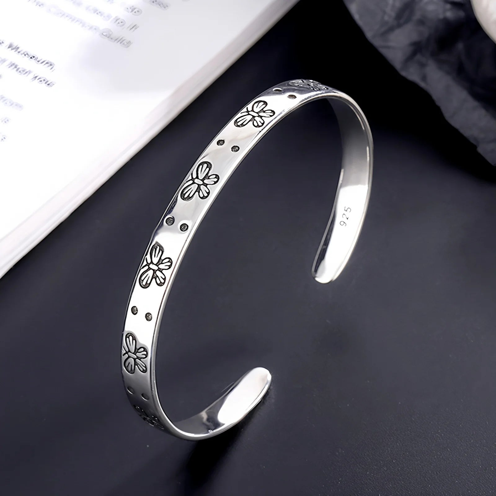 925 Sterling Silver Bracelet Rose Flower Linked Vintage Punk Adjustable Chain For Woman Girl Jewelry Gift Dropship Wholesale