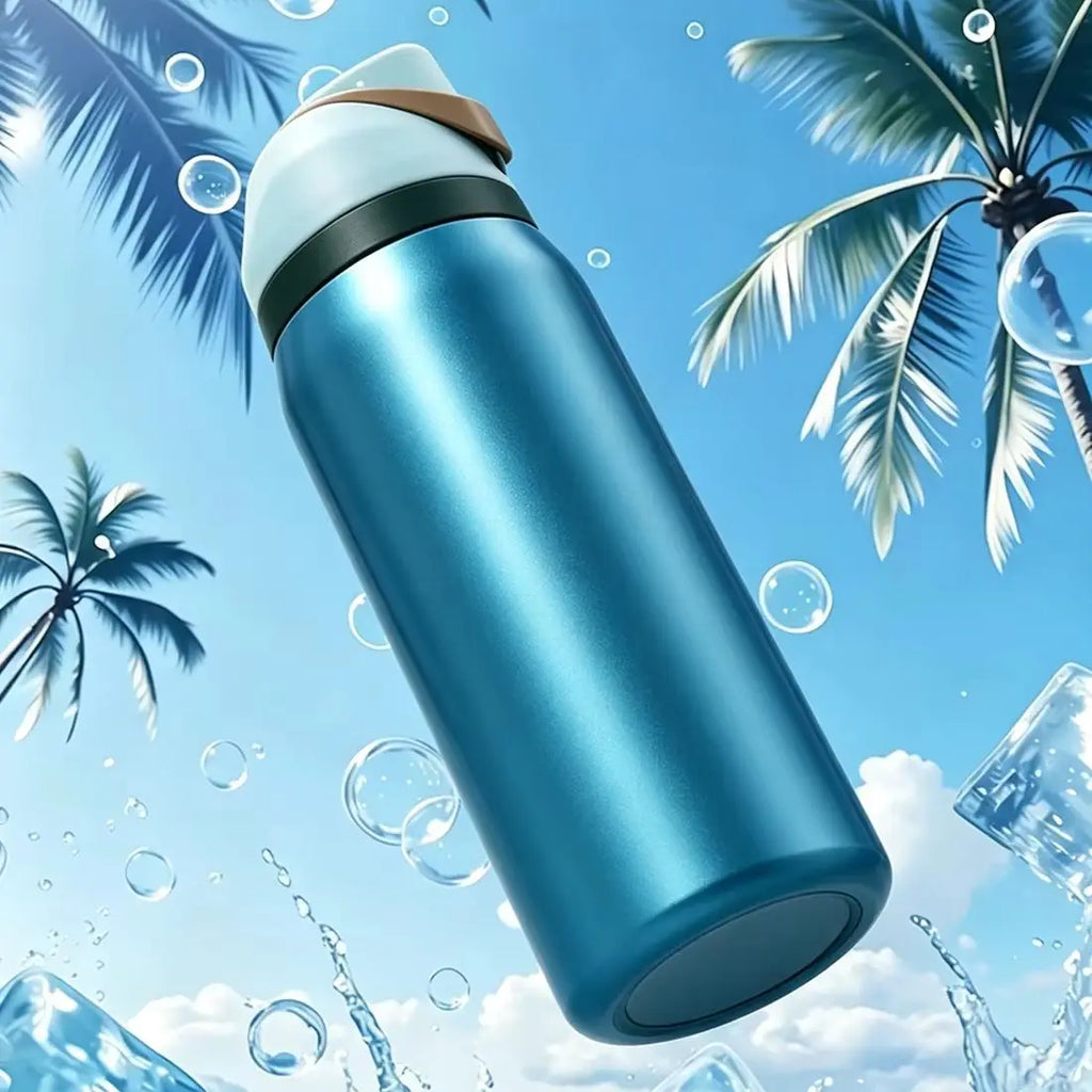 Owalaa frozen blue 32oz/945ml stainless steel insulated water bottle with straw,for daily sports outdoor,perfect gift mbzr