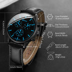 3PCS/Set Men Business Watches Casual Leather Band Analog Male's Quartz Watch Necklace Bracelet Set mbzr