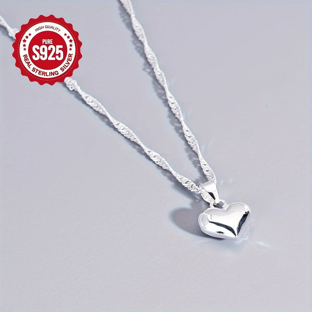 1 S925 sterling silver necklace with heart pendant - long lasting, safe for sensitive skin, nickel free, perfect for daily wear, a great gift for loved ones