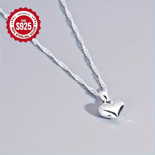 1 S925 sterling silver necklace with heart pendant - long lasting, safe for sensitive skin, nickel free, perfect for daily wear, a great gift for loved ones