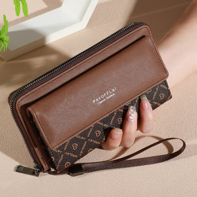 Women's PU Leather Long Organizer Wallet with Zipper