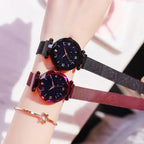 Womens Fashion Starry Sky Watches Magnet Buckle Mesh Belt Diamond Quartz Watch Women Dress Clock mbzr