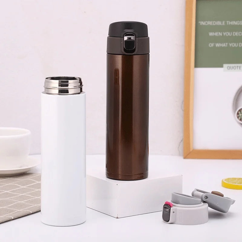 Students Go To School Thermos Cup Creative Bullet Cover Direct Drinking Water Cup Simple Solid Color Durable and Practical mbzr