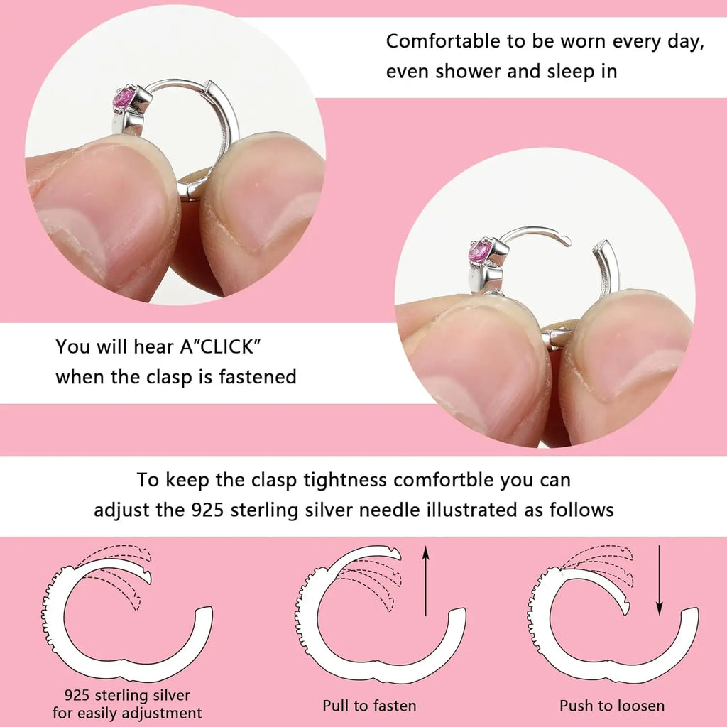 10Pairs Earrings for Women Girls Silver Stud Hoop Earrings Set Cute Surgical Steel Hypoallergenic Earrings Pink Heart Butterfly Flower Pearl Screw Back Earrings for Women Sleeper Earrings