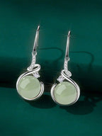 1 Pair 2025 New Fashion Earrings For Women, Simple Jade Ear Studs