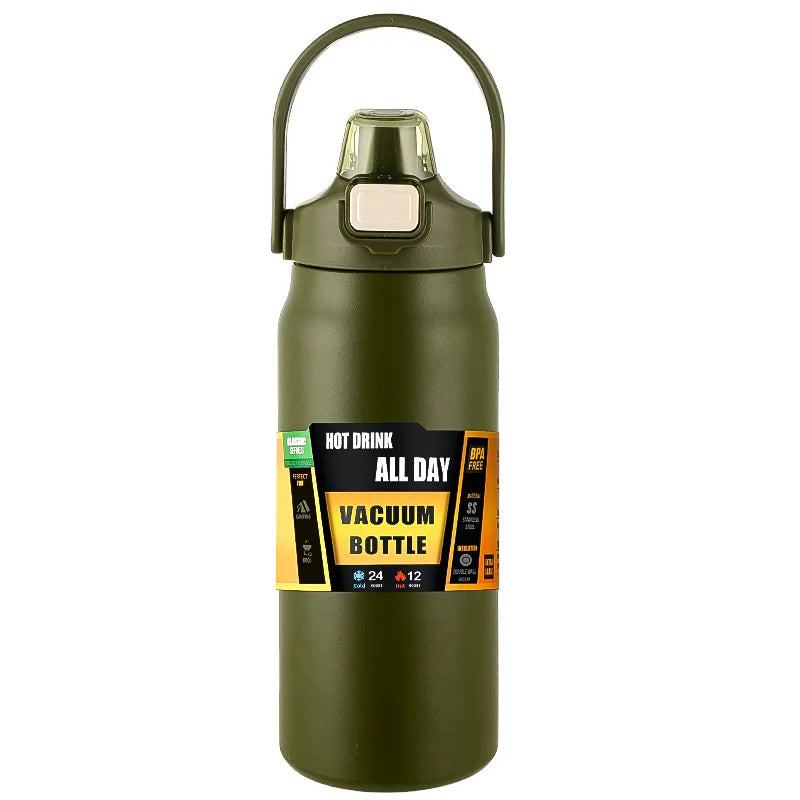 Portable Thermos with Straw 304 Stainless Steel Thermal Mug Tumbler Coffee Cup Sports Vacuum Flasks Cold and Hot Water Bottle mbzr
