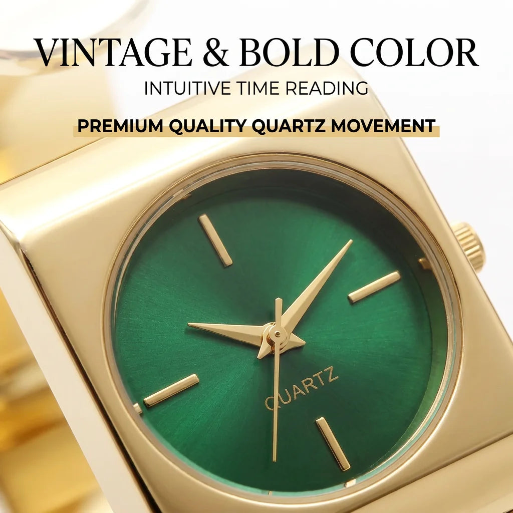 1Pcs Women's Green Dial Alloy Strap Vintage Fashion Classic Fashion Details Quartz Watch For Business Party Holiday