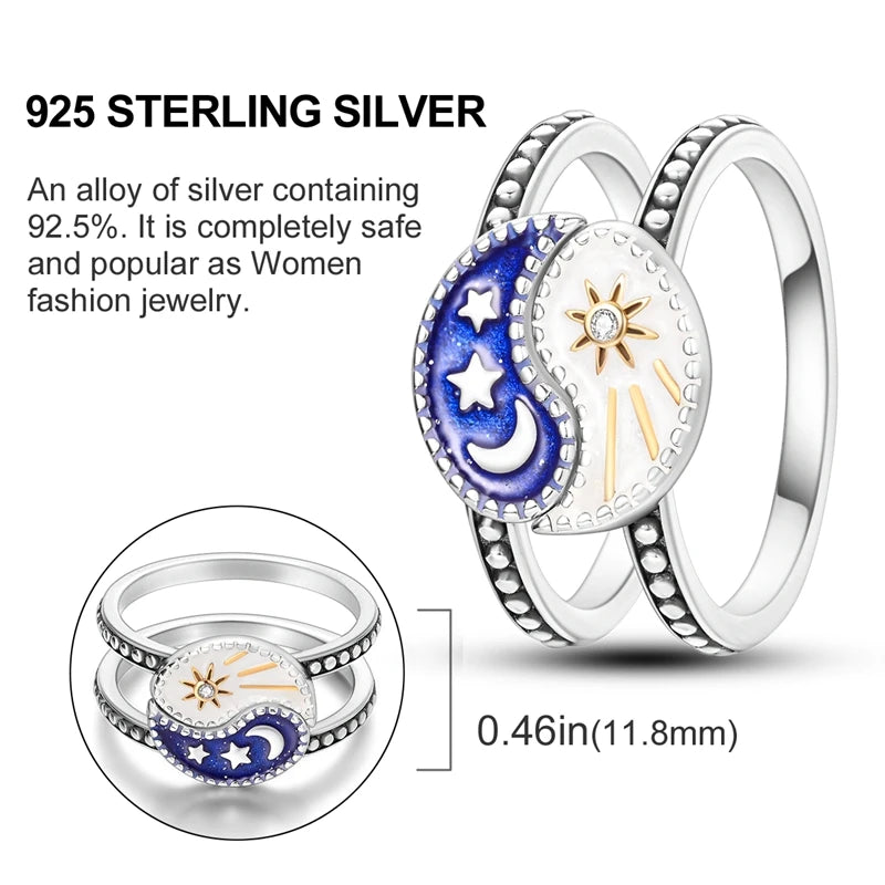 Original 925 Sterling Silver Ring Colorful Diamonds Cubic Zircon Finger Ring for Women