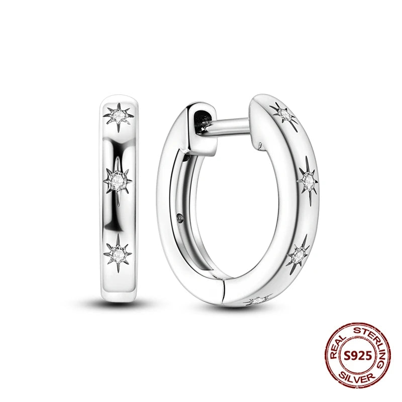 Fine Jewelry 925 Silver Rose Gold Plated Zircon Sparklin Hoop Earrings For Women mbzr