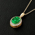 Elegant Artificial Emerald Pendant Necklace Round Oval Cut Women 925 Sterling Silver Chain GreenColor Waterdrop Necklace Jewelry mbzr