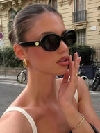 1pc Retro Oval Women's Fashion Glasses, Cat Eye Design, High-End Fashion Eyewear mbzr