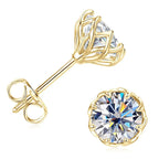 OXTAO Moissanite Circular Stud Earrings for Women 14K Gold Filled Flower Earring Fine Jewelry 6mm/8mm D Color Lab Diamond Gift