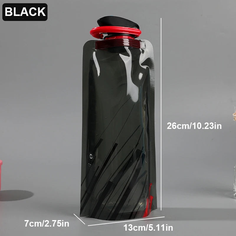 Outdoor Cycling Sports Water Bottle - Mountaineering Portable Water Cup - PE Plastic Folding Water Bag - Gift Promotion Water mbzr