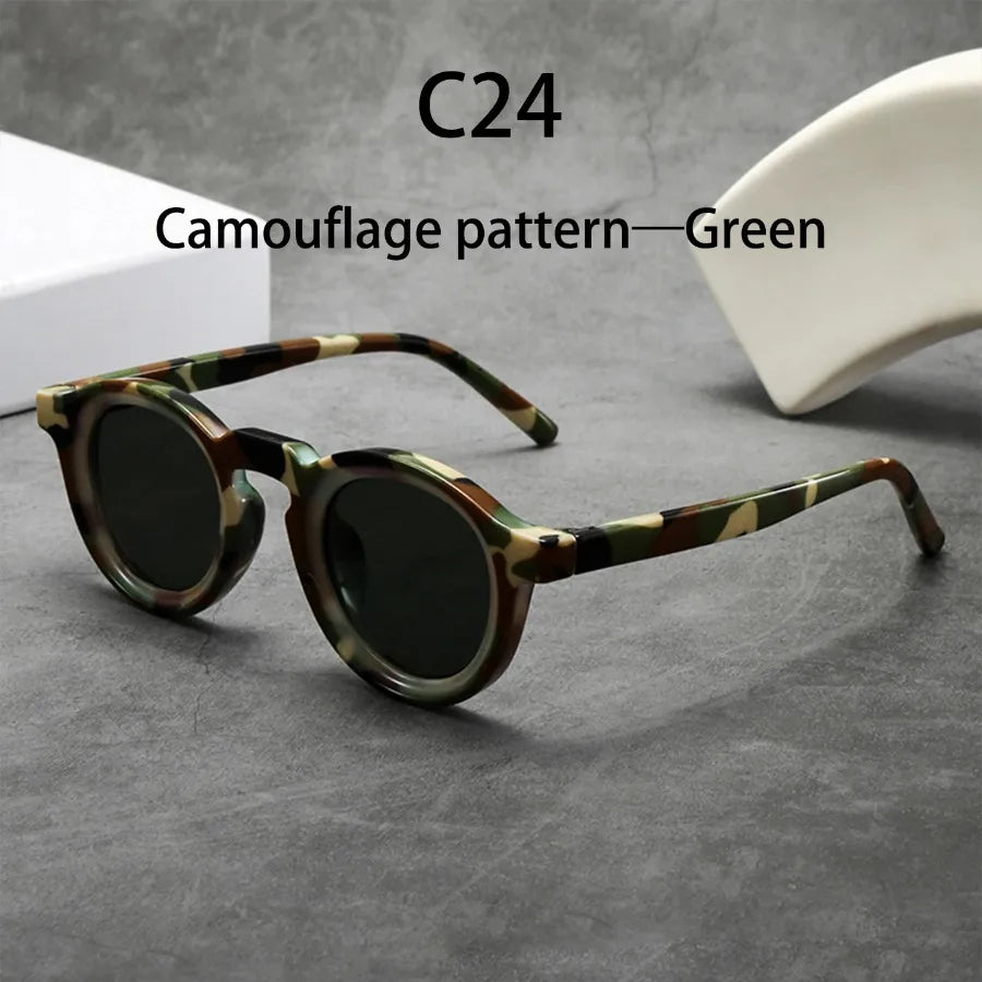 2025 Retro Thick Framed Oval Sunglasses For Men American Style Gray Eyewear Retro Leopard Print Glasses UV400 Prescription