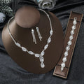 Hot Selling Fashion Jewelry Popular Jewelry Set Full Diamond Claw Chain Bridal Necklace Earrings Bracelet Jewelry