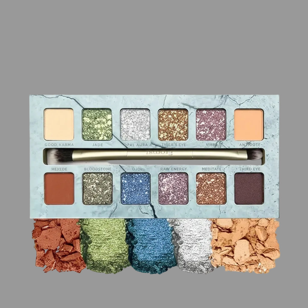 12-color eyeshadow palette, mirror packaging, pearlescent shimmer, stage makeup effect, long-lasting, easy to apply, waterproof mbzr