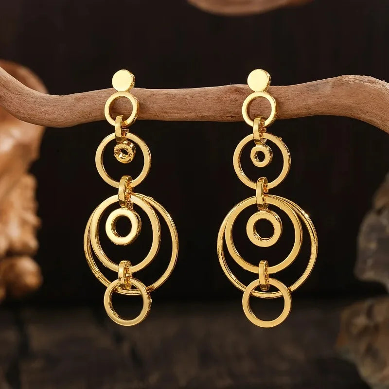 New Geometric Gold Color Hoops Hollow Earrings For Women Fashion Jewelry