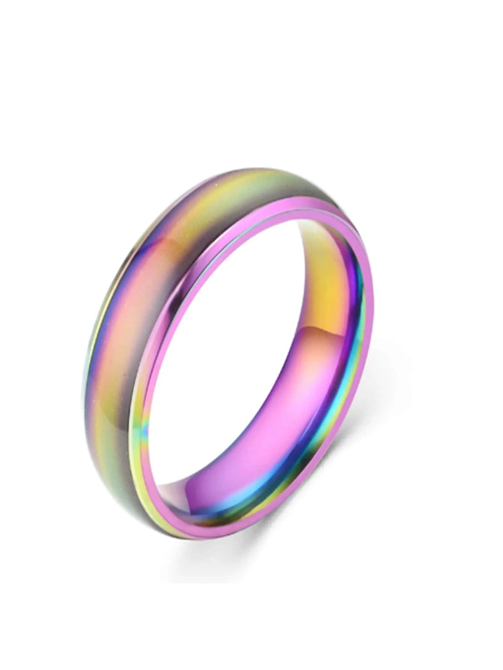 5pcs/Set Fashionable Color Changing Titanium Steel Rings, Hip Hop Punk Style Multi-Colored Ring, Romantic Heart-Shaped Mood