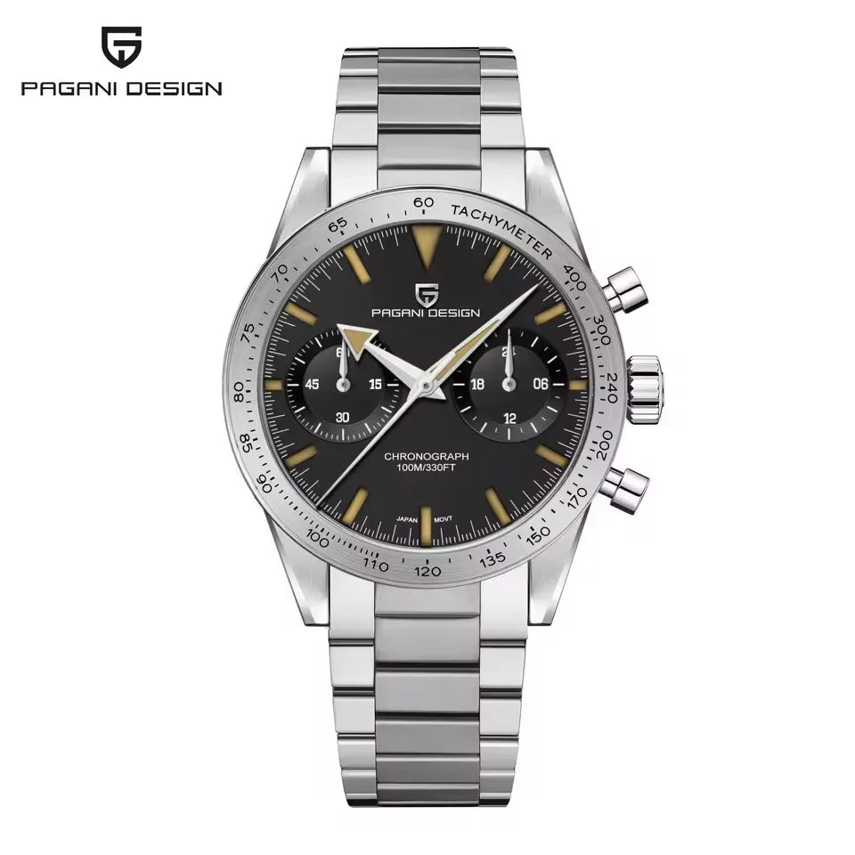 PAGANI DESIGN Retro Luxury Quartz Men Watch Japan Movt 316L All Steel Chronograph Sapphire Mirror Luminous Waterproof Man Watch
