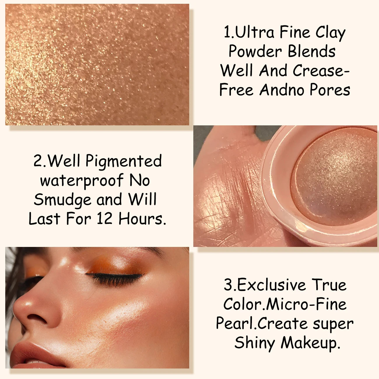 Baked Highlighter Palette Makeup, Long-Wearing Radiant Glitter Eyeshadow, Highly Pigmented Iluminadores Pressed Powder For Girls