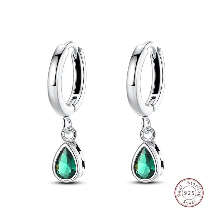 Hot 925 Sterling Silver Earrings Charm Simple Green Shiny Zircon Wedding Women Jewelry Gift mbzr