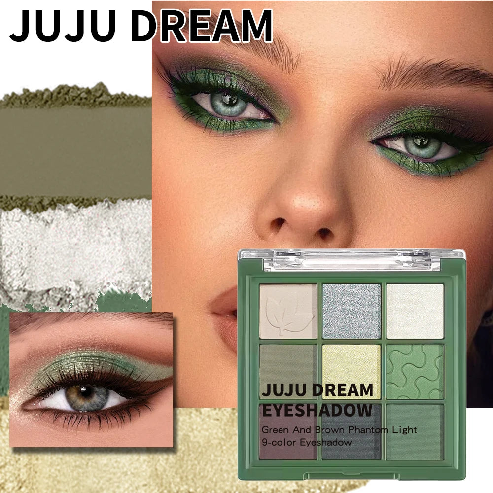 9-Color Green Tone Eyeshadow Palette - Eye Palette (Matte/Shimmer/Glitter) Long-Lasting Pigmented Eye Makeup Palette mbzr