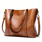 Women's Vintage Faux Leather Bucket Tote Bag & Satchel