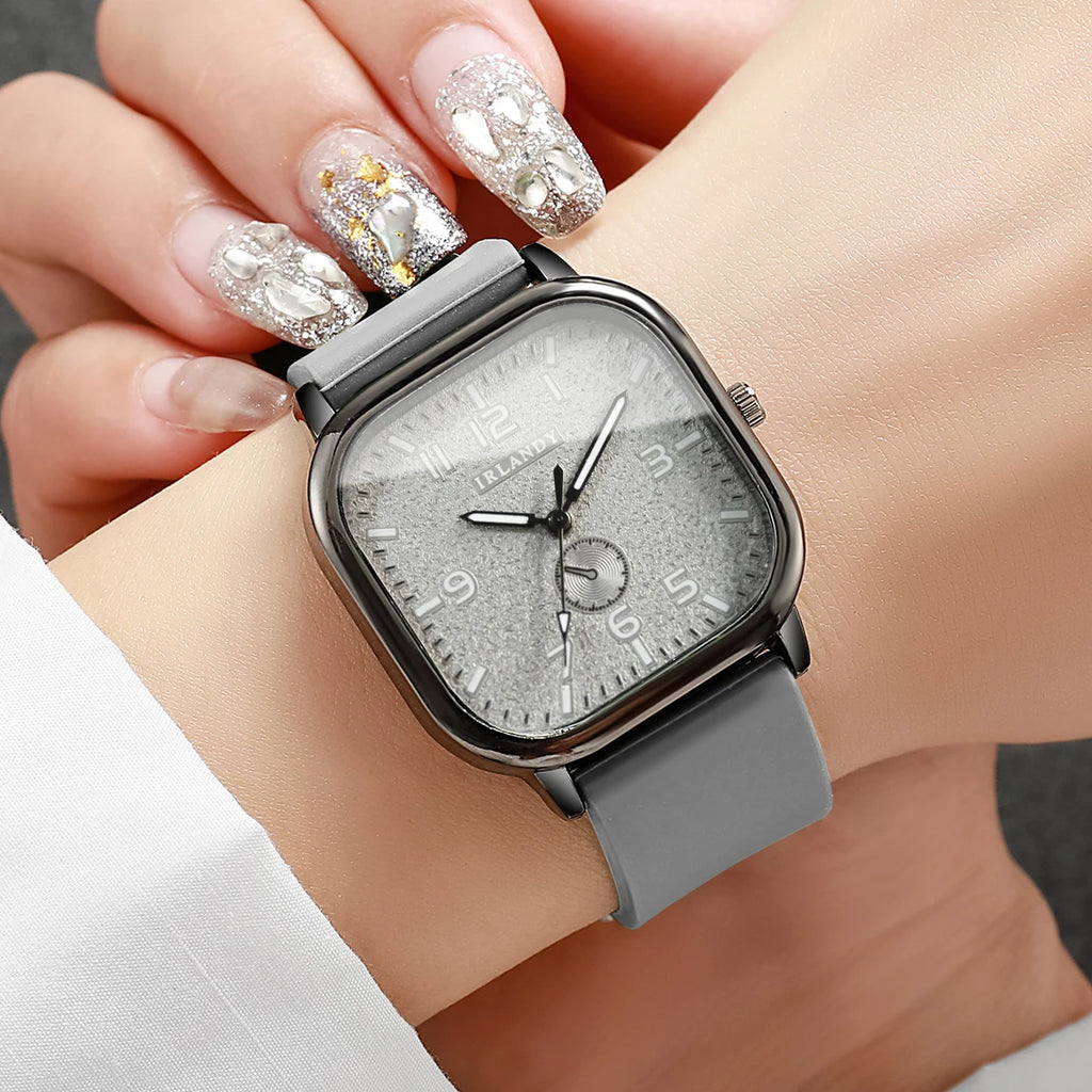Fashion Square Women's Watch Casual Silicone Strap Quartz Watches Sports Wristwatch For Men Women Students（Without Box） mbzr
