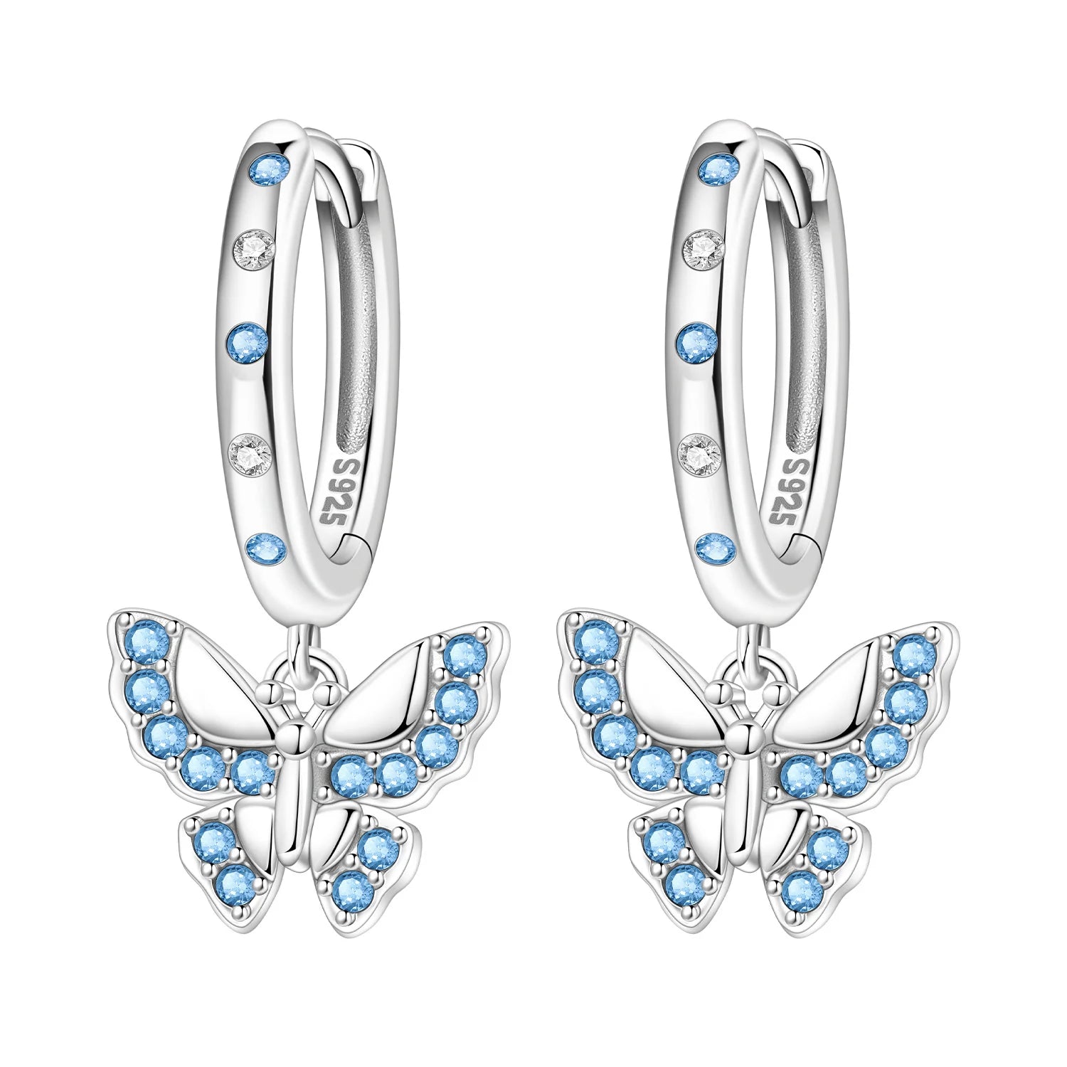 Original 2025 S925 Sterling Silver Zirconia Butterfly Gradient Dragonfly Earrings Women's Earring Jewelry Birthday Party Gift mbzr
