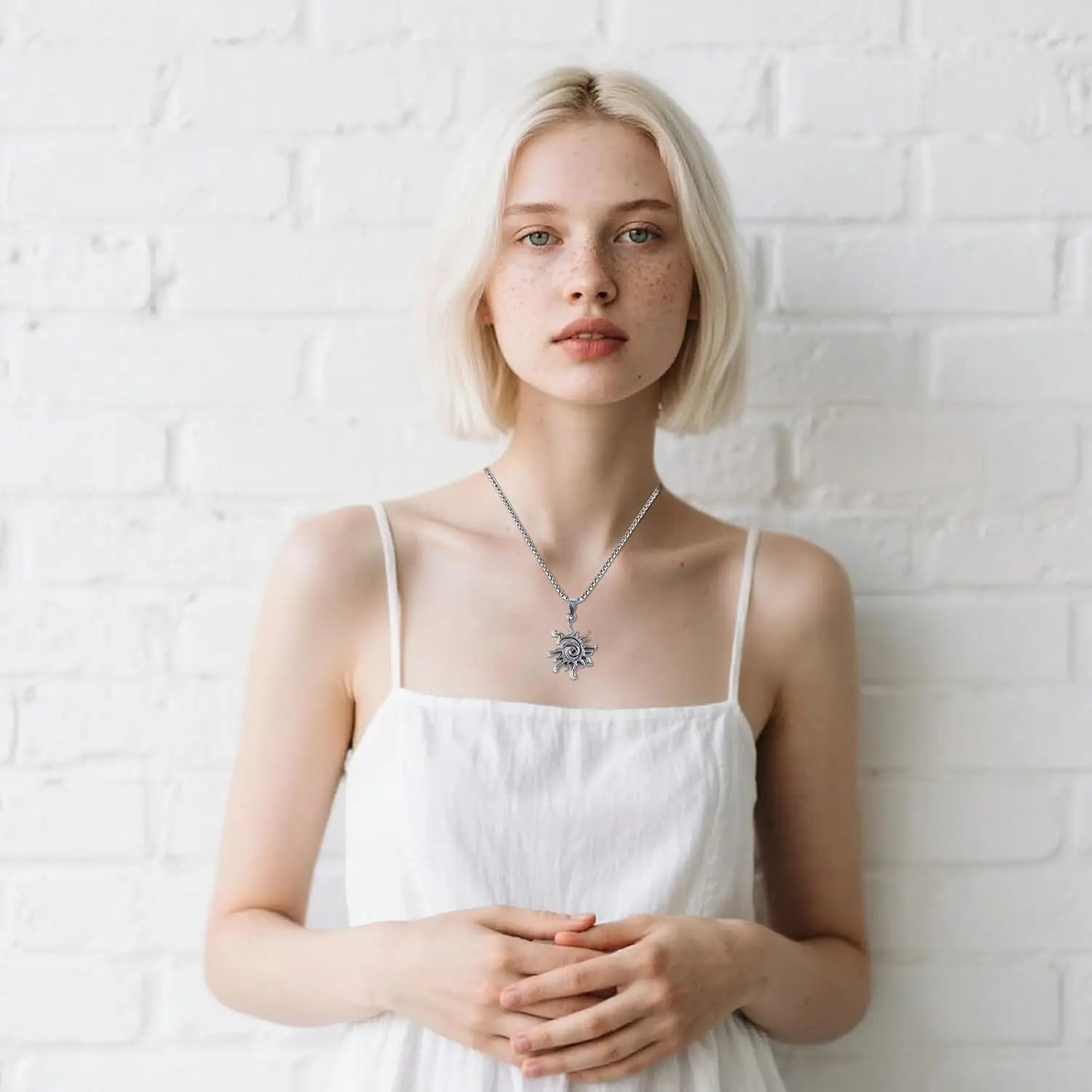 6PCS Y2K Necklace Grunge Jewelry Set for Women, Silver Vintage Punk Emo Necklace Alt Jewelry Star Sun Pentagram Spiral Necklace, Stainless Steel Punk Alt Alternative Jewelries Emo Gothic Accessories.