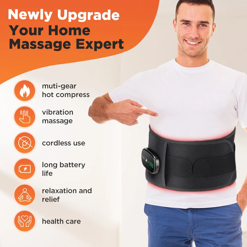 5-speed Heated Waist Belt Lower Back Lumbar Support Heating Pad 3 Vibration Massage Brace Abdomen Warm Menstrual Care Wrap mbzr