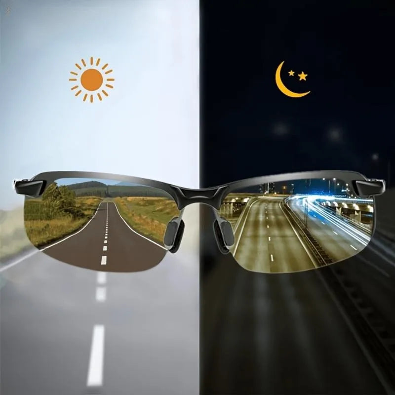 Black Polarized Photochromic Sunglasses UV400 Sports Sunglasses Day and Night Driving Glasses Ultra-Light Sun Eyewear Men and Women Cycling Glasses and Goggles for Cycling Fishing Driving mbzr