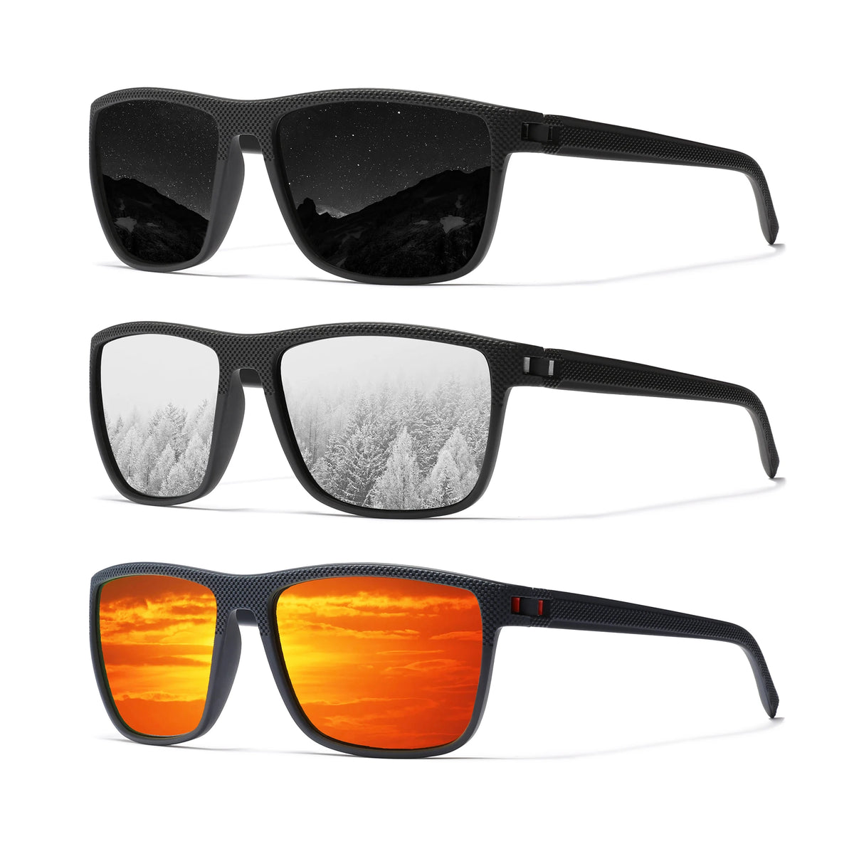 KINGSEVEN 3pcs Sunglasses For Men luxury Polarization High Quality TR90 UV400 Eyewear Eye Protection Glasses