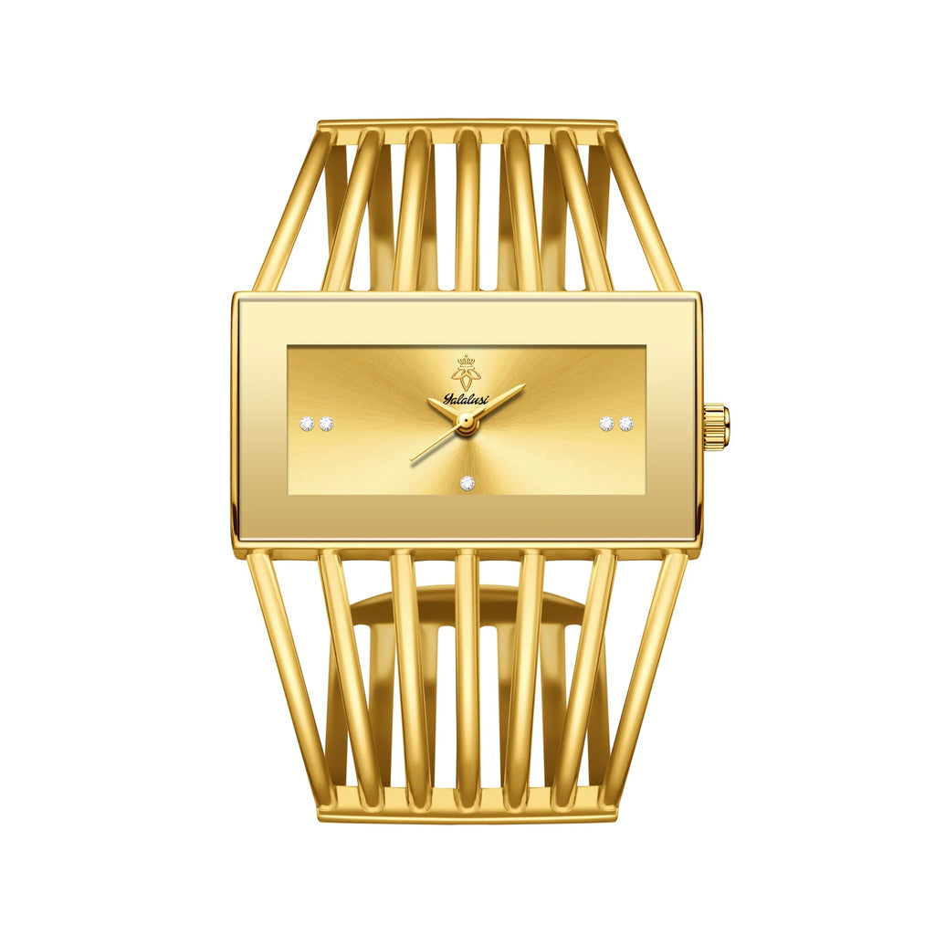 Unique Hollow Bangle Women Watch Rectangular Black Dial Crystal Dot Scale Wide Silver Bracelet Waterproof Ladies Quartz Watch Luxury Gift Box For Birthday Valentine Mother’s Day