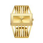 Unique Hollow Bangle Women Watch Rectangular Black Dial Crystal Dot Scale Wide Silver Bracelet Waterproof Ladies Quartz Watch Luxury Gift Box For Birthday Valentine Mother’s Day
