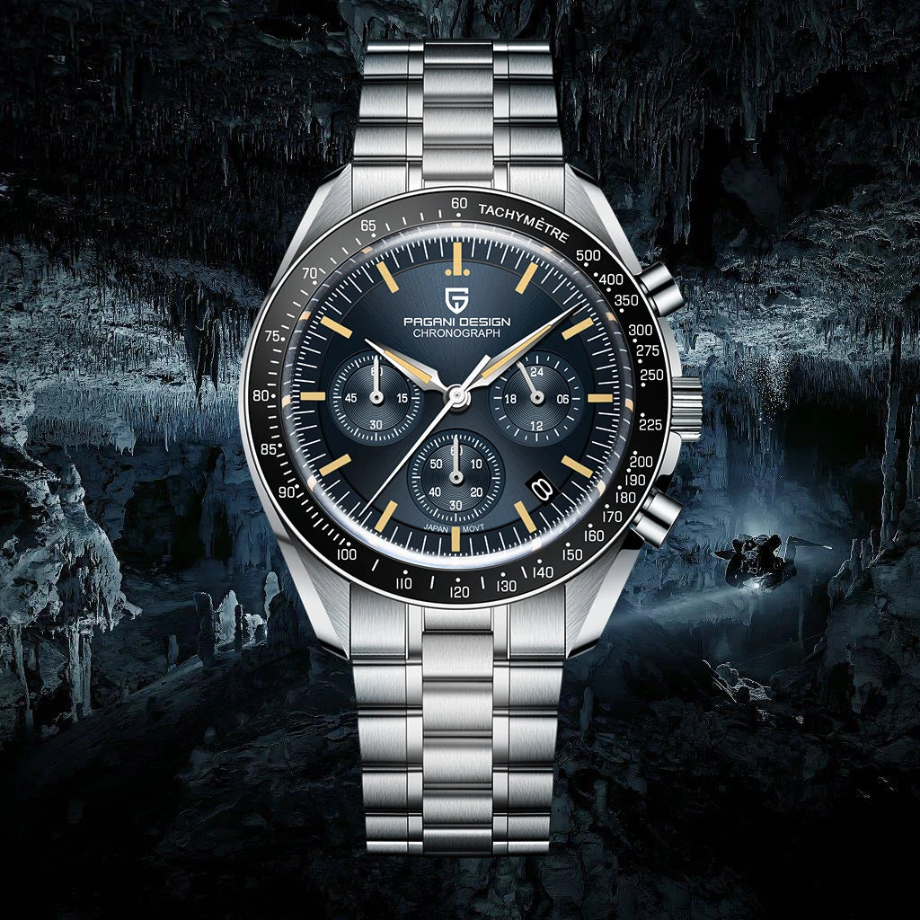 PAGANI DESIGN New Rock Blues Luxury Quartz Watch for Men Sports Chronograph AR Sapphire Crystal 2026 Luminous Wrist Watch Men Japan VK63