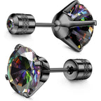 G23 Titanium Screw Back 20G 5A Cubic Zirconia Earrings Studs for Women Men Double Side Earrings Piercing Sleeper Studs Jewelry