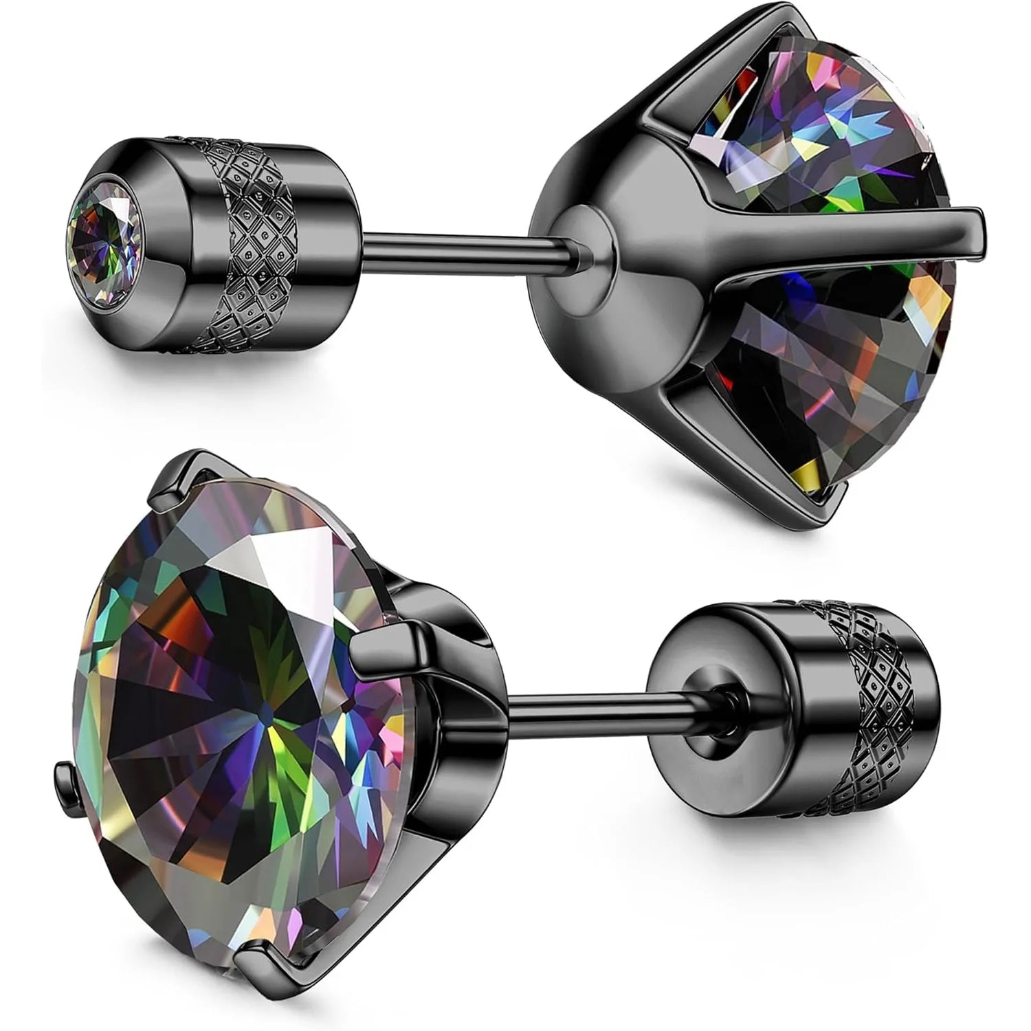 G23 Titanium Screw Back 20G 5A Cubic Zirconia Earrings Studs for Women Men Double Side Earrings Piercing Sleeper Studs Jewelry