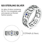 MULA Wedding Band Rings for Women Man 925 Sterling Silver Evil Eye Hand Celtic Knot Four-Leaf Clover Ring Stackable Jewelry Gift